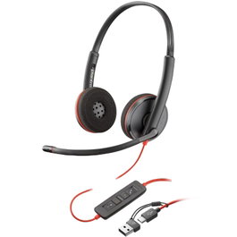 Poly Blackwire 3220 Auriculares Estéreo con USB-C y Adaptador USB-C/A